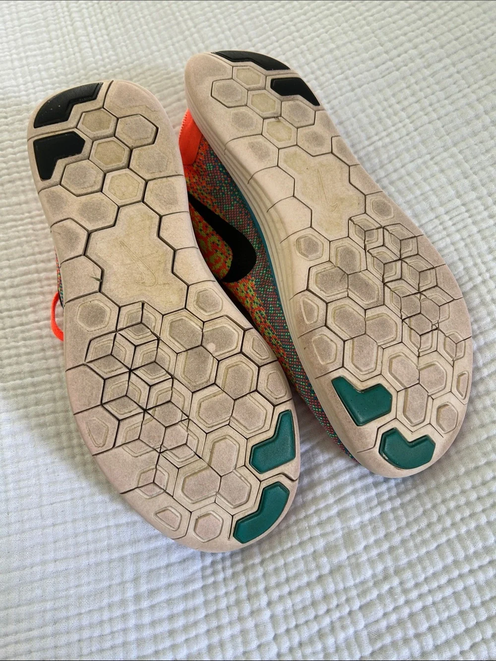 Nike Orange Multicolor Flyknit Running Shoes